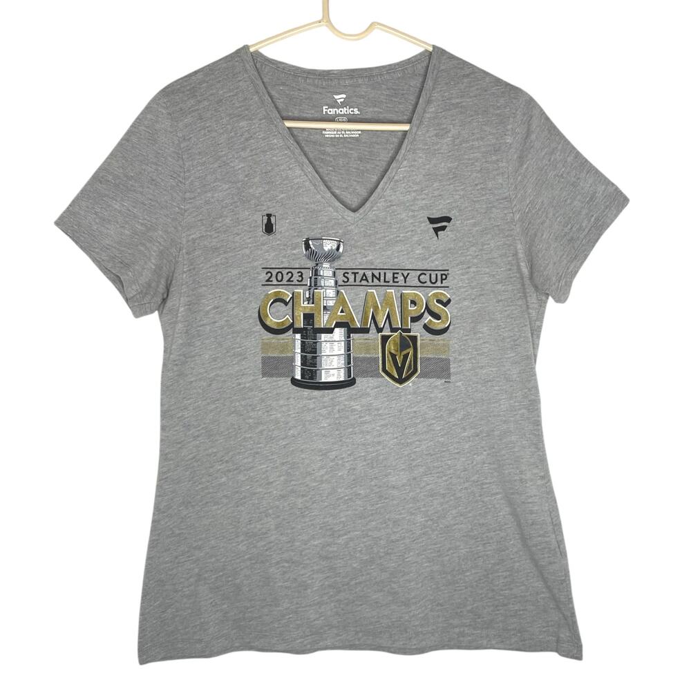 NHL Womens Large Vegas Golden Knights T-Shirt Gray 2023 Stanley Cup Fanatics